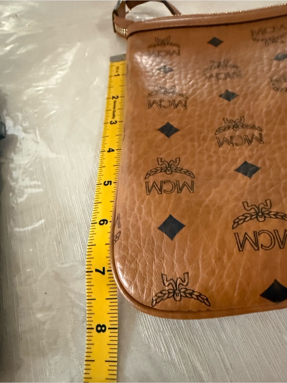 MCM Multicolor Geometric Lined Pouch with Cognac Trim - Picture 13 of 14